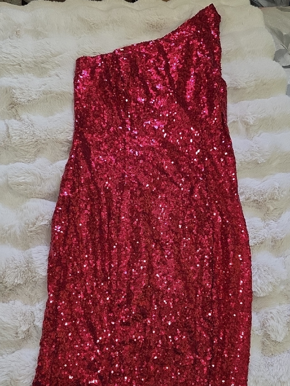 One-Shoulder Red Sequin Bodycon Prom/party Dress